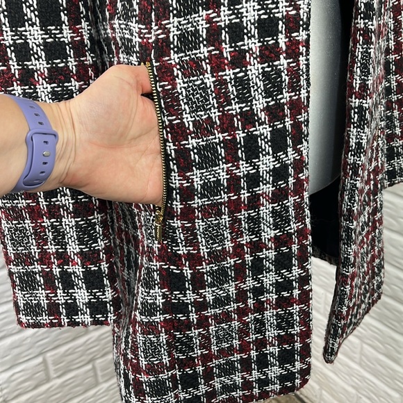 CALVIN KLEIN TWEED JACKET CAREER BLACK RED WHITE OPEN FRONT SIZE 4 - Picture 8 of 16